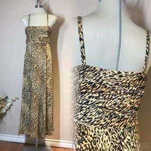 R&K Originals, Brown Black and Beige Leopard animal print maxi dress Size 12